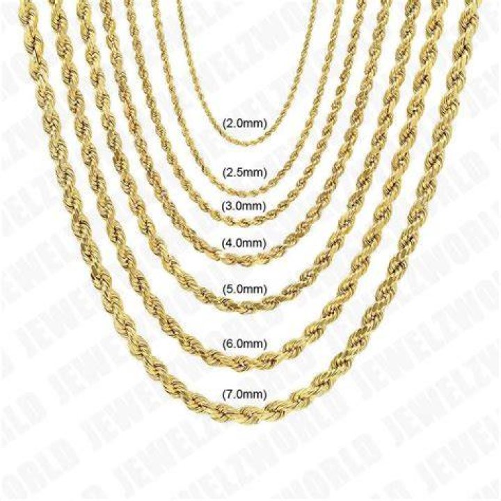 How much does a 10K gold rope chain weight?