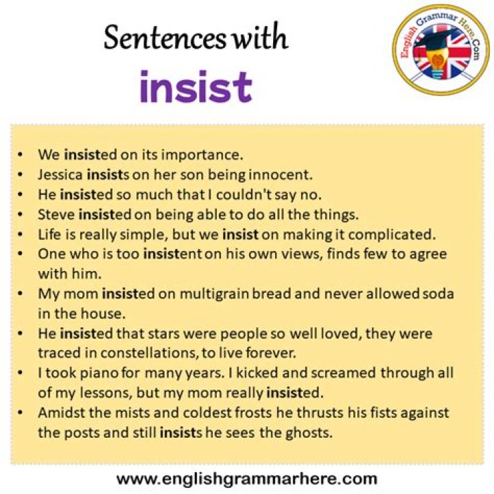 In insist in a sentence?
