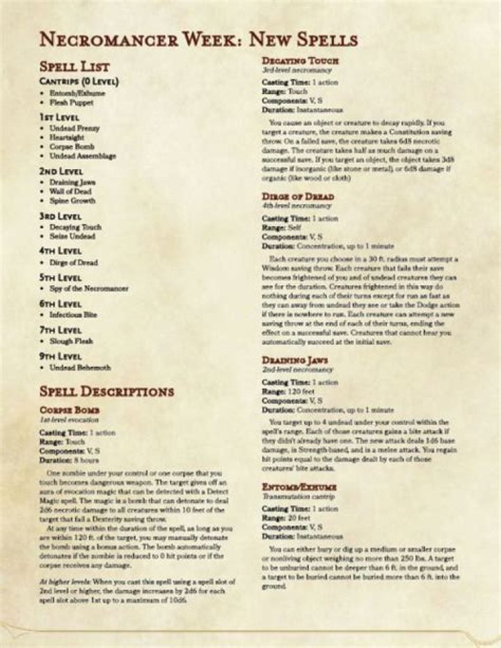 What are necromancy spells 5e?