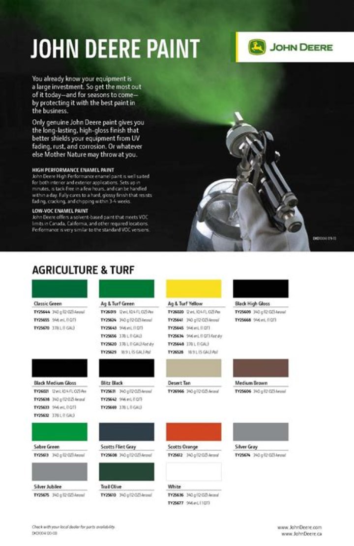 What are the John Deere colors?